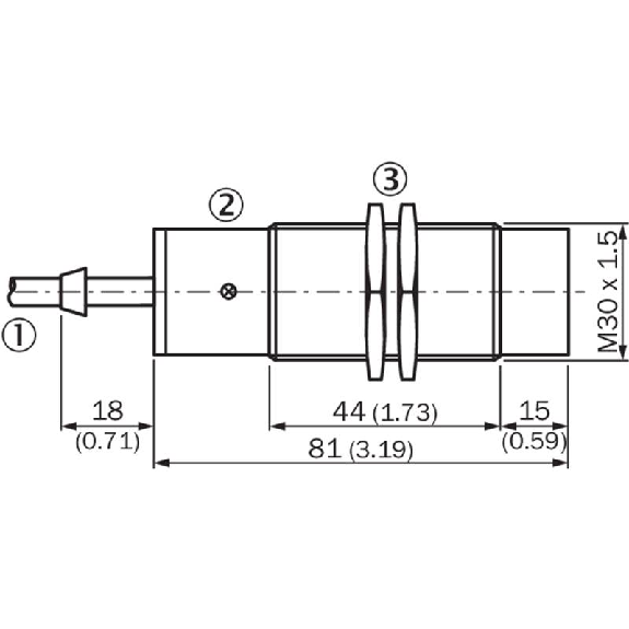 DPI M30 2 fils AC/DC NO P15mm non noyé lg81(44)mm 20-250V / Câble 2m DPI M30 2 fils AC/DC NO P15mm non noyé lg81(44)mm 20-250V / Câble 2m-Lire la description