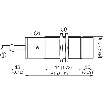DPI M30 2 fils AC/DC NO P15mm non noyé lg81(44)mm 20-250V / Câble 2m-Lire la description