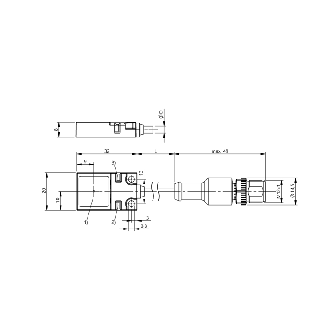DPI Rect. PNP NO+NF P7mm noyé 20x8x32mm 10-30Vdc / M12 4P+C0.2m-Lire la description