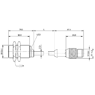 DPI M18 ANA 0-10V P1-4.8mm noyé lg36mm Laiton / M12 4P+C1.5m PUR-Lire la description