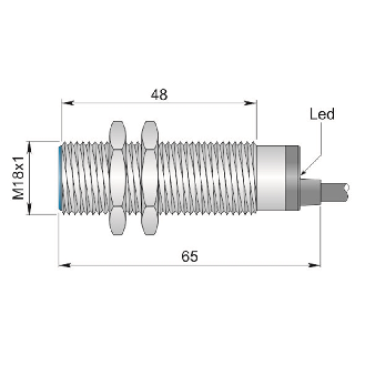DPI M18 2 fils AC NO P5mm noyé lg65(48)mm 20-250VAC / Câble 2m PVC-Lire la description