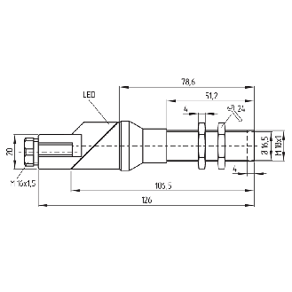 DPI M18 PNP NO/NF P5mm noyé lg126(106.5)mm Laiton / PG9-Lire la description