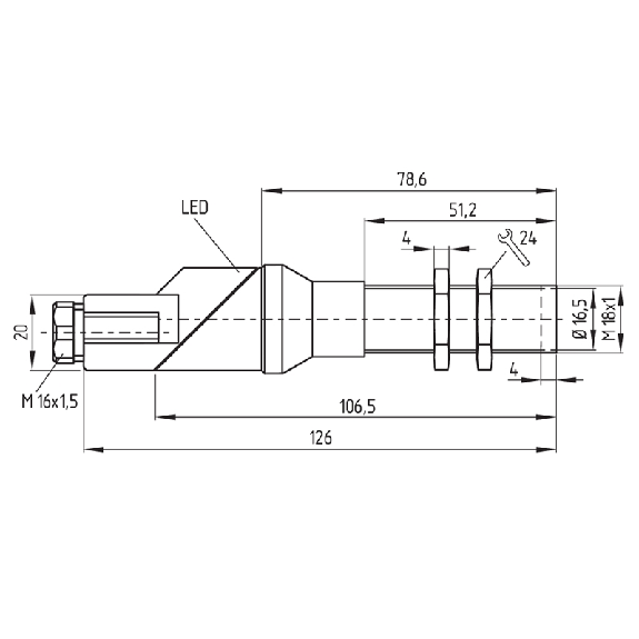 DPI M18 PNP NO/NF P5mm noyé lg126(106.5)mm Laiton / PG9-Lire la description