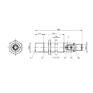 DPC M18 PNP NF P15mm non noyé lg88.5(30)mm Inox / M12 4P-Lire la description