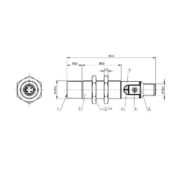 DPC M18 PNP NF P15mm non noyé lg88.5(30)mm Inox / M12 4P-Lire la description