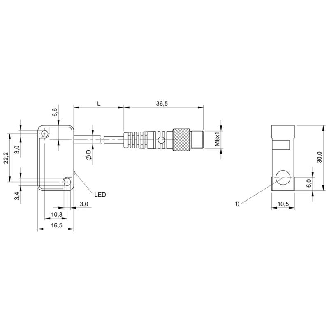 DPI Rect. PNP NO P2mm noyé 30x10,5x16,5mm 10-30V / M08 3P+C0.2m-Lire la description