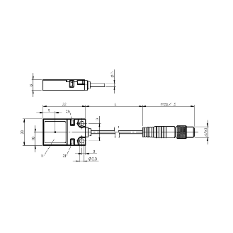 DPI Rect. PNP NO P7mm noyé 20x8x32mm 10-30Vdc / M08 3P+C0.2m-Lire la description