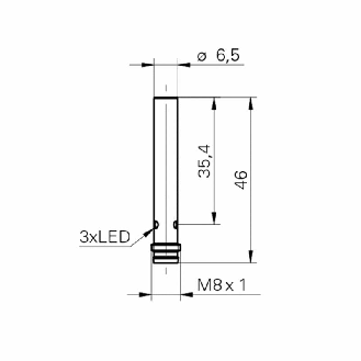 DPI D6,5 NPN NO P2mm noyé lg46mm 10-30Vdc / M08 3P-Lire la description