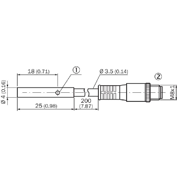 DPI D04 PNP NO P0,8mm noyé lg25mm Inox 10-30Vdc / M08 3P+C0,2m-Lire la description
