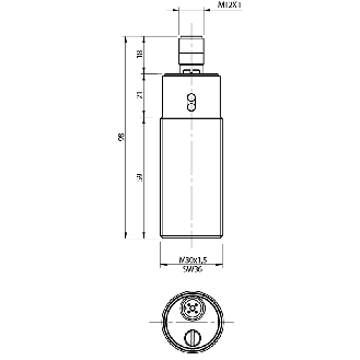 DPC M30 PNP NF P15mm noyé 98(59)mm Laiton / M12 4P-Lire la description