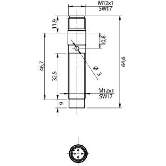 DPI M12 PNP NO+NF P4mm non noyé Inox M12 4P-Lire la description