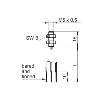 DPI M05 PNP NO P1mm noyé lg15mm 10-30Vdc / Fils 250mm-Lire la description