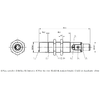 DPC M18 PNP NO P15mm non noyé lg88.5(30)mm Inox / M12 4P-Lire la description
