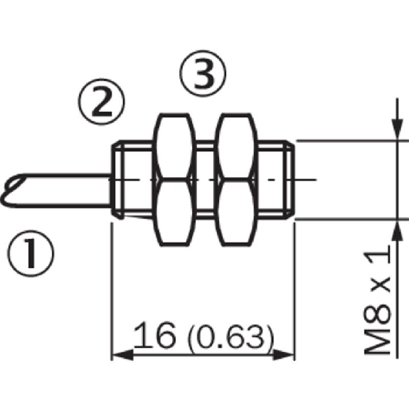 DPI M08 NPN NO P1,5mm noyé lg16mm Laiton 10-30Vdc / Câble 2m PVC-Lire la description
