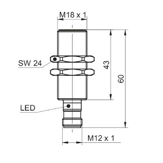 DPI M18 PNP NO P10mm noyé lg60(43)mm Inox WD / M12 4P-Lire la description