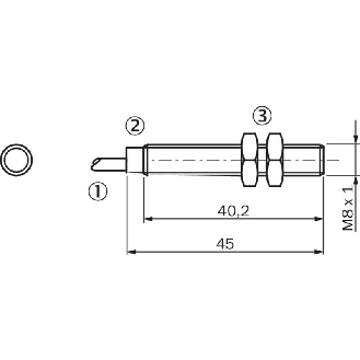 DPI M08 PNP NF P1,5mm noyé lg45(40,2)mm Laiton / Câble 2m PVC-Lire la description