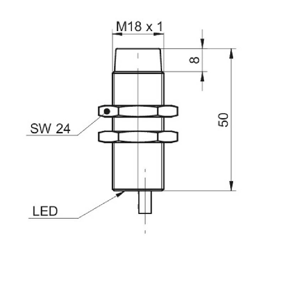 DPI M18 NPN NF P15mm non noyé lg50(42)mm Laiton 6-36Vdc / Câble 2m-Lire la description