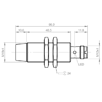 DPI M18 PNP NF P16mm non noyé Laiton lg66(40.5)mm 10-30Vdc / M12 3P-Lire la description