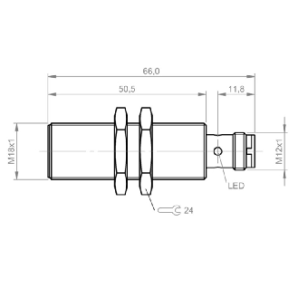 DPI M18 NPN NF P5mm noyé 65(50)mm Laiton 12-30Vdc / M12 4P-Lire la description