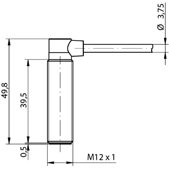 DPI M12 PNP NO P2mm noyé 49,8(39,5)mm Laiton 10-30Vdc M12 4P-Lire la description