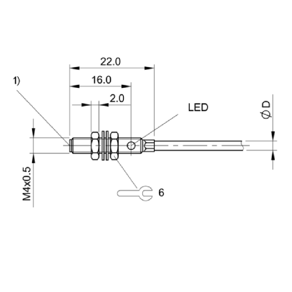 DPI M04 PNP NO P1mm noyé lg22mm Inox 10-30Vdc / Câble 2m PUR-Lire la description