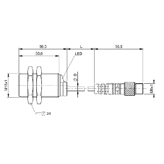 DPI M18 ANA 0-10V P1-5mm noyé lg36mm Laiton / M08 3P+C0.2m PUR-Lire la description