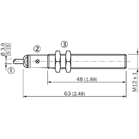 DPI M12 NPN NO P6mm quasi-noyé lg63(48)mm Laiton / Câble 2m PVC-Lire la description