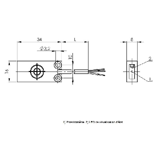 DPC Rect. PNP NO P1-8mm noyé 34x16x8mm Plast. / Câble 2m PUR-Lire la description