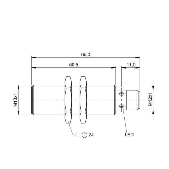 DPI M18 ANA 0-10V P1-5mm noyé lg65(50.5)mm Laiton 15-30Vdc / M12 4P-Lire la description