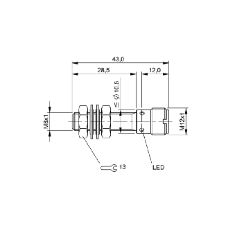 DPI M08 PNP NO P1,5mm noyé lg43(28,5mm) Inox 10-30Vdc / M12 4P-Lire la description