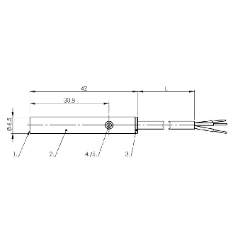 DPC D6,5 PNP NF P1,5mm noyé lg42mm Inox 11-30Vdc / Câble 2m PUR-Lire la description