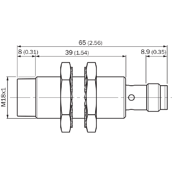 DPI M18 PNP NO P12mm non noyé IO-Link lg65(39)mm Inox / M12 4P-Lire la description