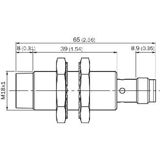 DPI M18 PNP NO P12mm non noyé IO-Link lg65(39)mm Inox / M12 4P-Lire la description