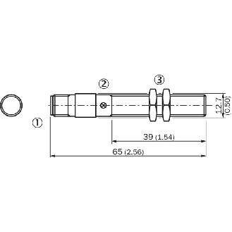 DPI M12 PNP NO+NF P2mm noyé lg65(39)mm Laiton 10-30Vdc / M12 4P-Lire la description