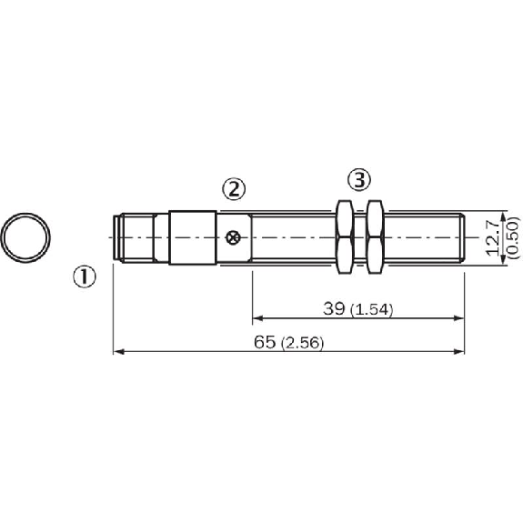 DPI M12 PNP NO+NF P2mm noyé lg65(39)mm Laiton 10-30Vdc / M12 4P-Lire la description