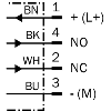 DPI M12 PNP NO+NF P2mm noyé lg65(39)mm Laiton 10-30Vdc / M12 4P