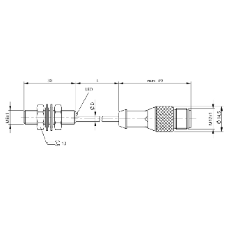 DPI M08 PNP NO P1,5mm noyé lg30mm Inox 10-30Vdc / M12 4P+C1m-Lire la description