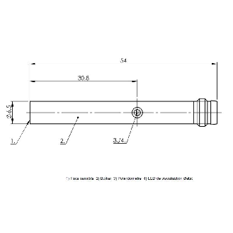DPC D6,5 PNP NO P1,5mm noyé lg54(42)mm Inox 11-30Vdc / M08 3P-Lire la description