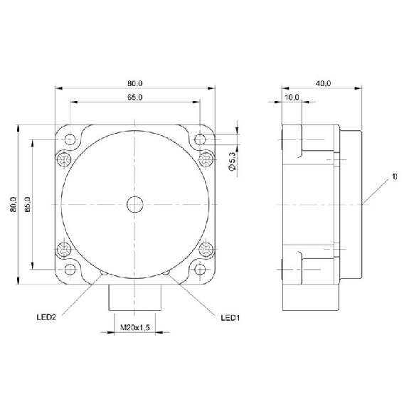 DPI Rect. PNP NO+NF P40mm noyé 80x80x40mm PBT / Bornier-Lire la description