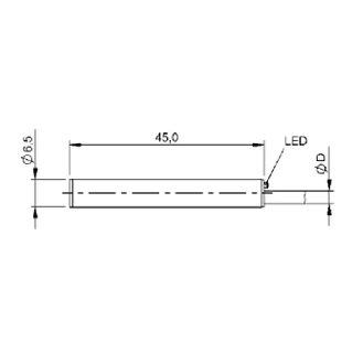 DPI D6,5 PNP NO P1,5mm noyé lg45mm Inox 10-30Vdc / Led Câble 2m PVC-Lire la description