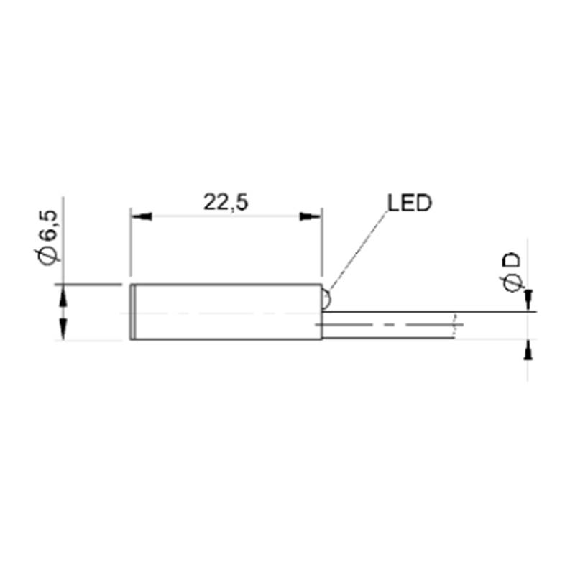DPI D6,5 PNP NO P1,5mm noyé lg22,5mm Inox 10-30Vdc / Câble 3m PUR-Lire la description