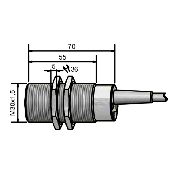 DPI M30 ANA 4-20mA P0-10mm noyé 70(55)mm Laiton / Câble 2m PVC-Lire la description