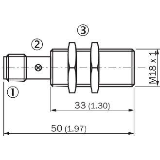 DPI M18 PNP NO P8mm noyé lg50(33)mm Laiton 10-30Vdc / M12 4P-Lire la description