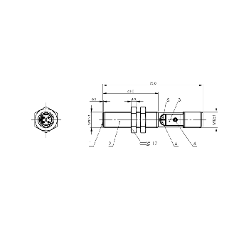 DPC M12 PNP NF P4mm noyé lg75(41)mm Inox / M12 4P-Lire la description