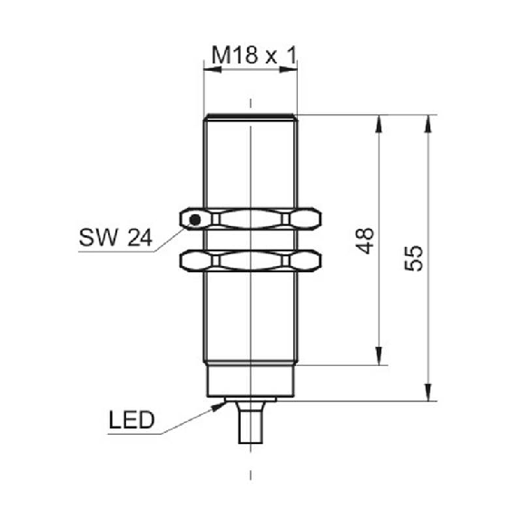 DPI M18 PNP NF P10mm noyé lg55(48)mm Inox WD / Câble 2m PUR-Lire la description
