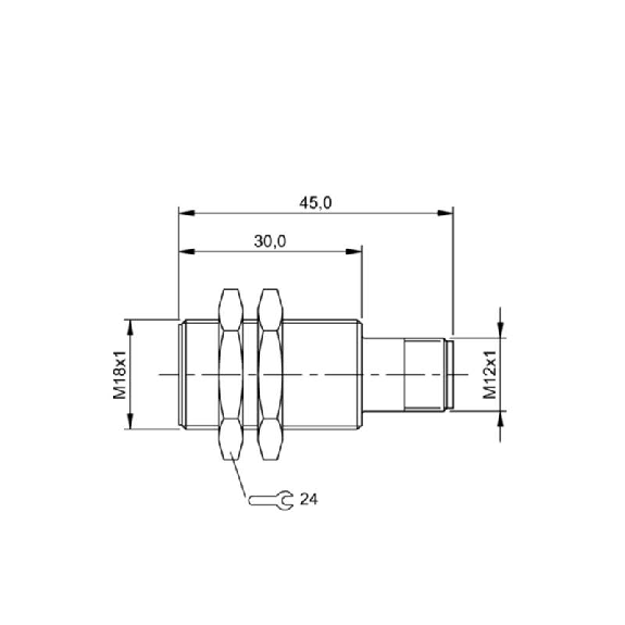 DPI HT M18 PNP NO P5mm noyé lg45(30)mm Inox -40/+105°C / M12 4P-Lire la description