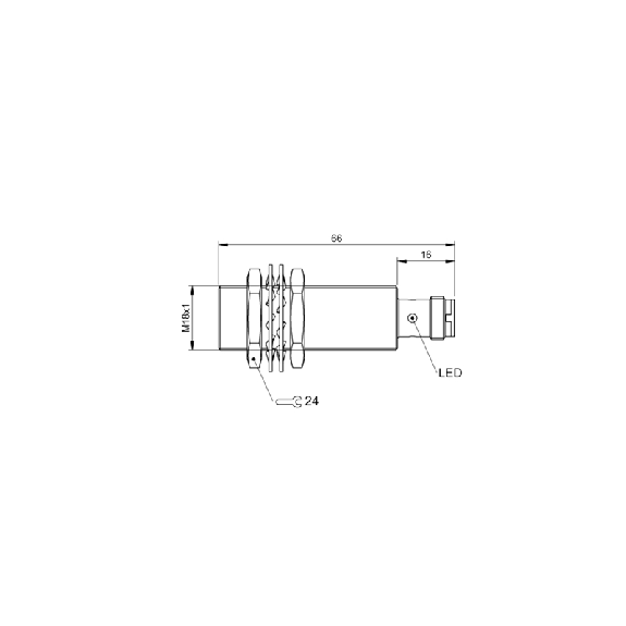 DPI M18 NPN NO P12mm noyé lg66(50)mm Laiton 10-30Vdc / M12 3P-Lire la description