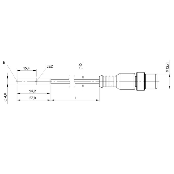 DPI D04 PNP NO P0,8mm noyé lg27mm Inox 10-30Vdc / M12 4P+C0.3m-Lire la description