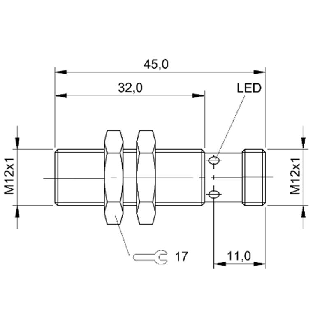 DPI M12 2 fils NAMUR NO P4mm noyé lg45(32)mm 8,2Vdc ATEX / M12 4P-Lire la description