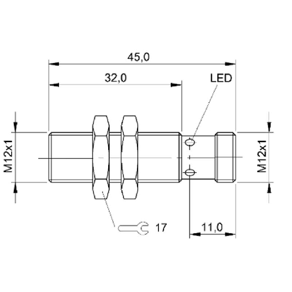 DPI M12 2 fils NAMUR NO P4mm noyé lg45(32)mm 8,2Vdc ATEX / M12 4P-Lire la description